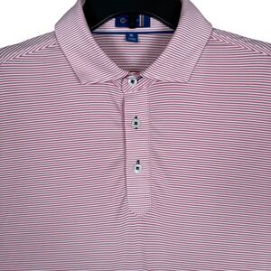Stitch Golf Polo XL 23.5x32 Micro Stripe Red White Performance 000SA0024 Preppy